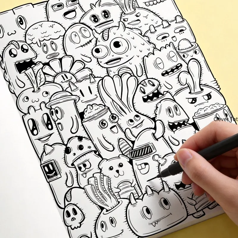 Quaderno per schizzi graffiti, libro da disegno casual per la decompressione, divertente libro da disegno con 22 motivi diversi, adatto come regalo, senza penna - immagine 6