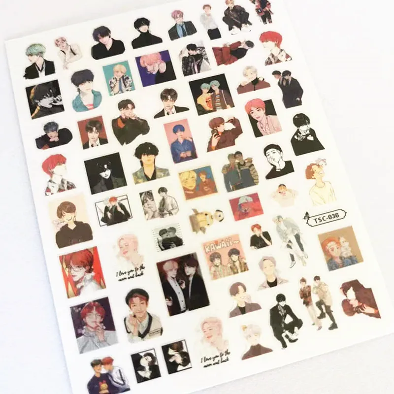 Nail slider Korea Boys 3d nail art stickers decal template diy nail tool decorations TSC332 330