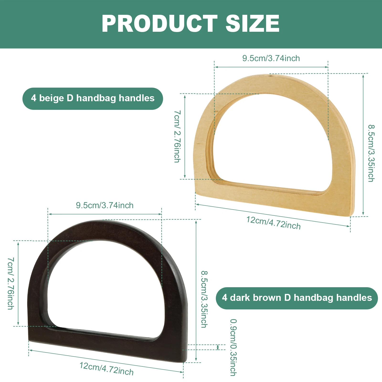 8Pcs Bag Handle D Shaped Handbag Handles 2 Colors Purse Handles 3.3&times;4.7&times;0.35 Inch Purse Handle Tool Decorative Handbag