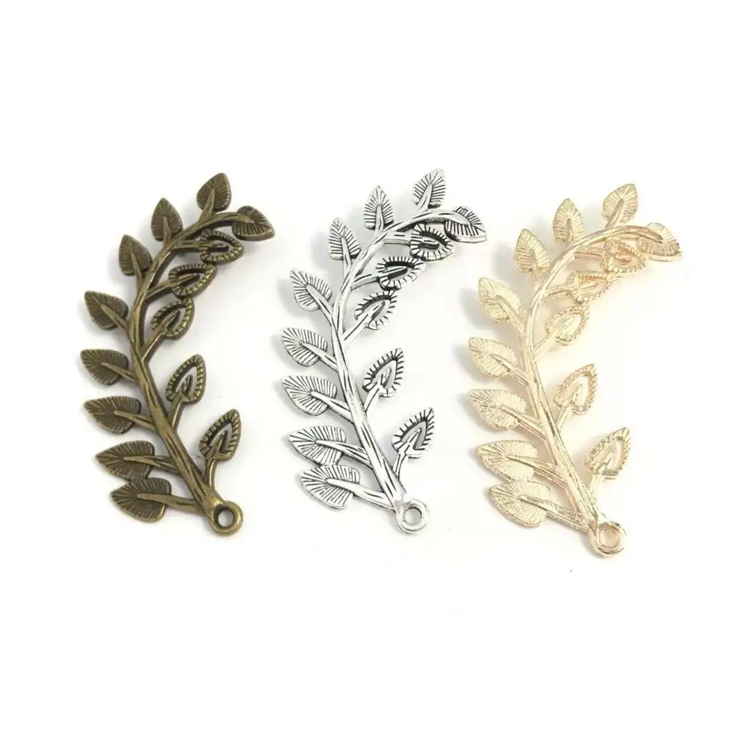 

10 Pcs 45x17mm Fashion Leaves Charms Fit DIY Handmade Necklace Earring Bracelet Anklet Makeing
