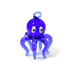 Charming Miniature Murano Glass Octopus Pendant & Marine Decor Ornament - About 3cm (DEEP BLUE)