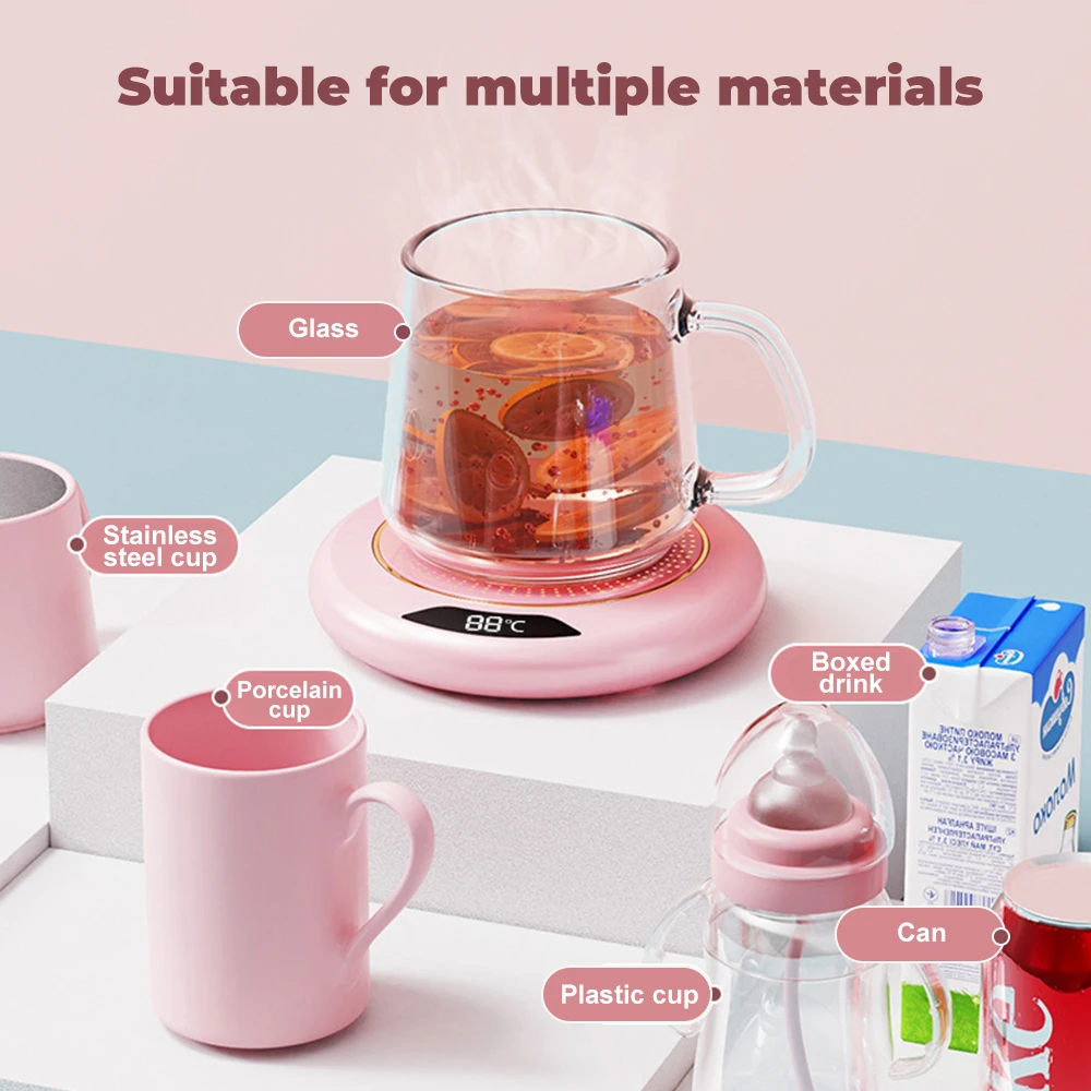 USB Intelligent Heating Cup Coaster Milk Coffee Tea Water Heater 3-Level Adjustment Heated 55 Degrees Constant Temperature