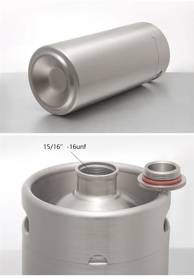 ITOP 304 Stainless Steel Beer Kegs Coffee Root Beer Dispenser Brewery Filling Bar Homebrew Party 2/3.6/5L Optional CO2 Tap