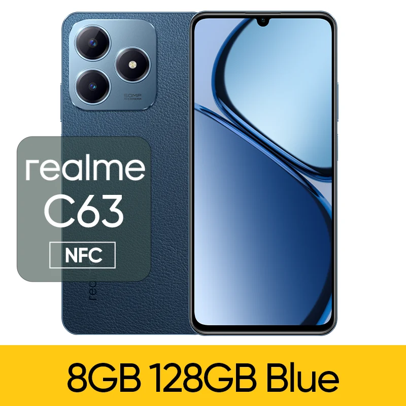 Versión rusa realme C63 6,74'' 90Hz Eye Comfort Display Android 14 Smartphone Cámara AI de 50MP Batería de 5000mAh Carga rápida de 45W