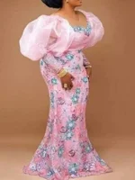 Robe de Soirée Africaine Rose à Manches sulfpour Femme, Tenue Élégante, Vêtement Africain, Automne 1