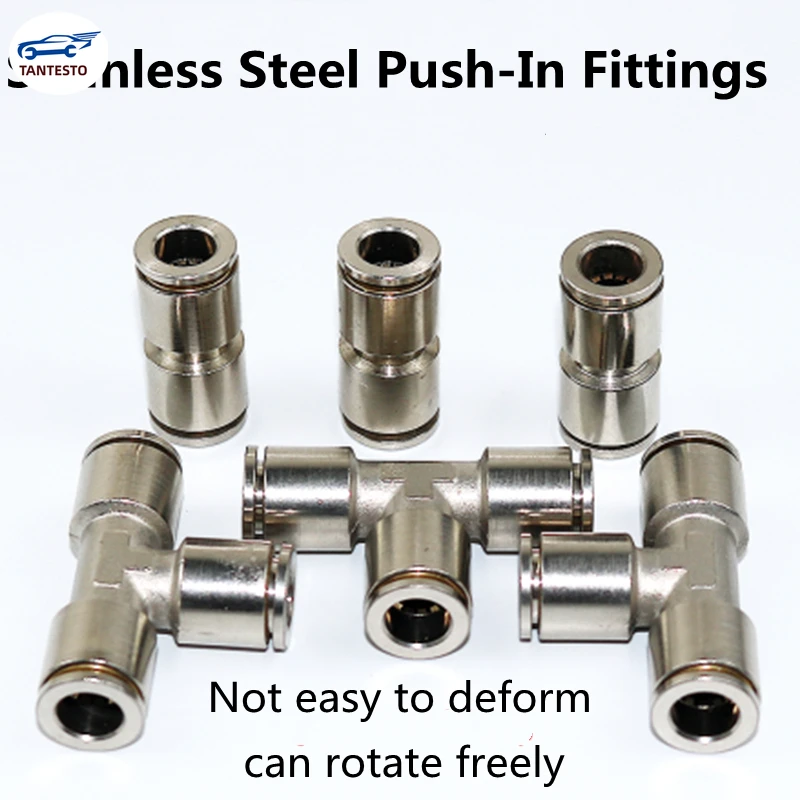 Quick Plug Connector 4 6 8 10 12 14 Stainless Steel Trachea High Pressure Pipe Air Straight-through Tee Joint |
