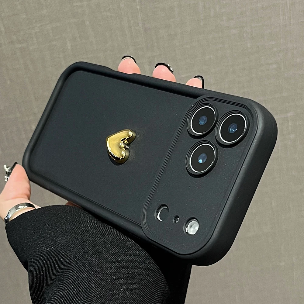 3D Gold Love Heart Matte Phone Case Cover