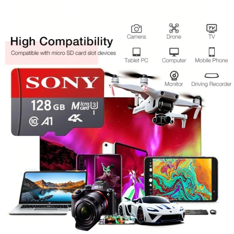 thumbnail image 4 of Tarjeta de memoria Micro SD de Sony, minitarjeta de memoria clase 10, 32 GB, 64 GB, 128 GB, 256 GB, U3, 4K, alta velocidad, tarjeta de memoria flash TF Mecard C10, 4 of 5