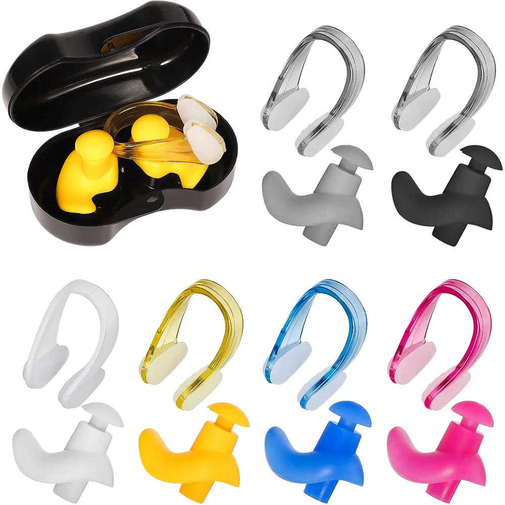 Swimming Silicone Nose Clip Earplug Set Noise Reduction Soundproofing Surfing Diving Accessories Swimming Supplies mrobo d5 8g hd 1080p clip on voice recorder noise reduction audio recording device