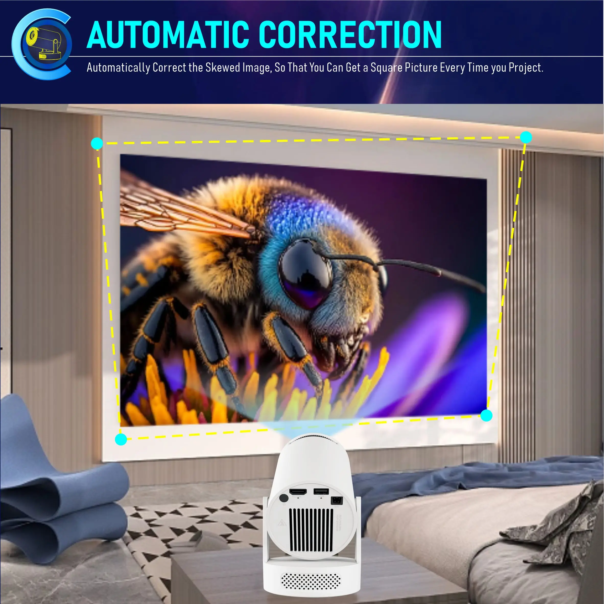 Projector HY300 Ultra 4K Android11 WiFi6 BT5.0 290 ANSI Built in 5W Speaker Ultr