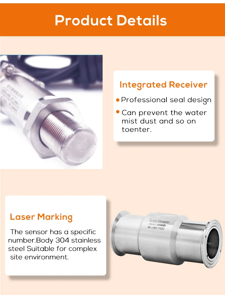 Liquid Turbine Flow Meter 4-20mA Water Flow Meter 24V Oil Water Diesel Alcohol F