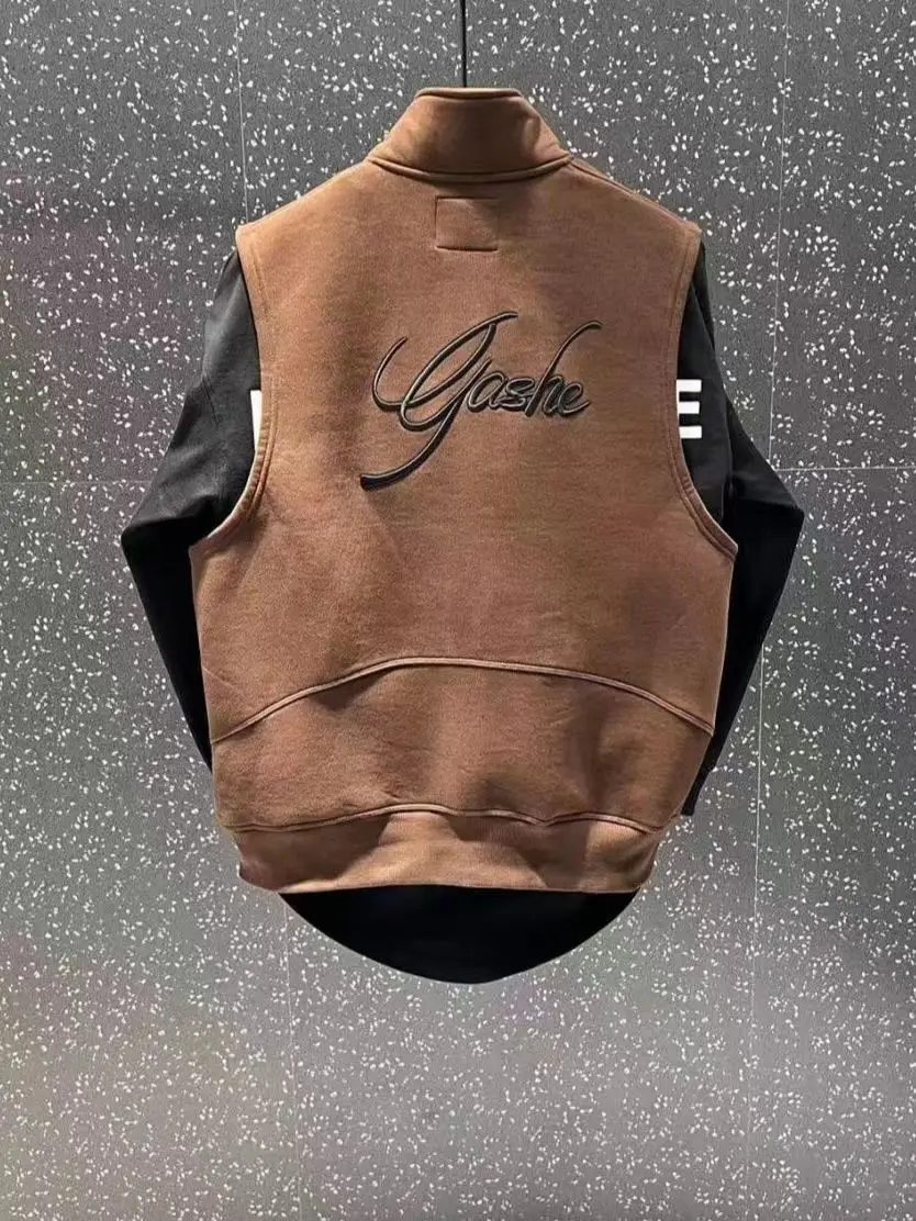 Description Picture 5 of itemSpring Embroidered Stand Collar Vest Fashion Slim Casual High Street Personality Sleeveless Jackets Men Tops Male Clothes