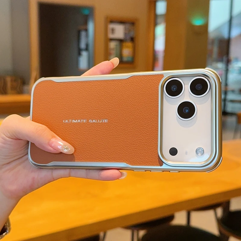 Magnetic Luxury PU Leather Shockproof Case with Metal Frame Protection