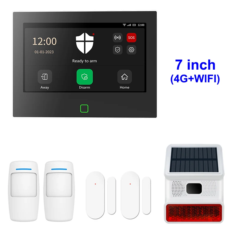 7 inch 4G & WiFi Home Alarm Host System Wireless GSM Big Screen Touch Panel Tuya Smart Security Protection