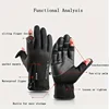 WRELS  Autumn Winter Warm Cycling Gloves Windproof Skiing Fish Touch Screen 2 Finger Flip Waterproof Thermal Anti-slip Gloves 6