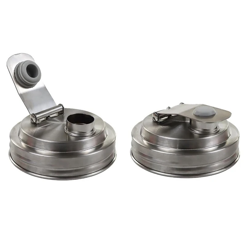 2Pc Wide Mouth Mason Jar Stainless Steel Pour Spout Lid,Reusable Mason Jar Lids For Wide Mouth Jars,Without Handle