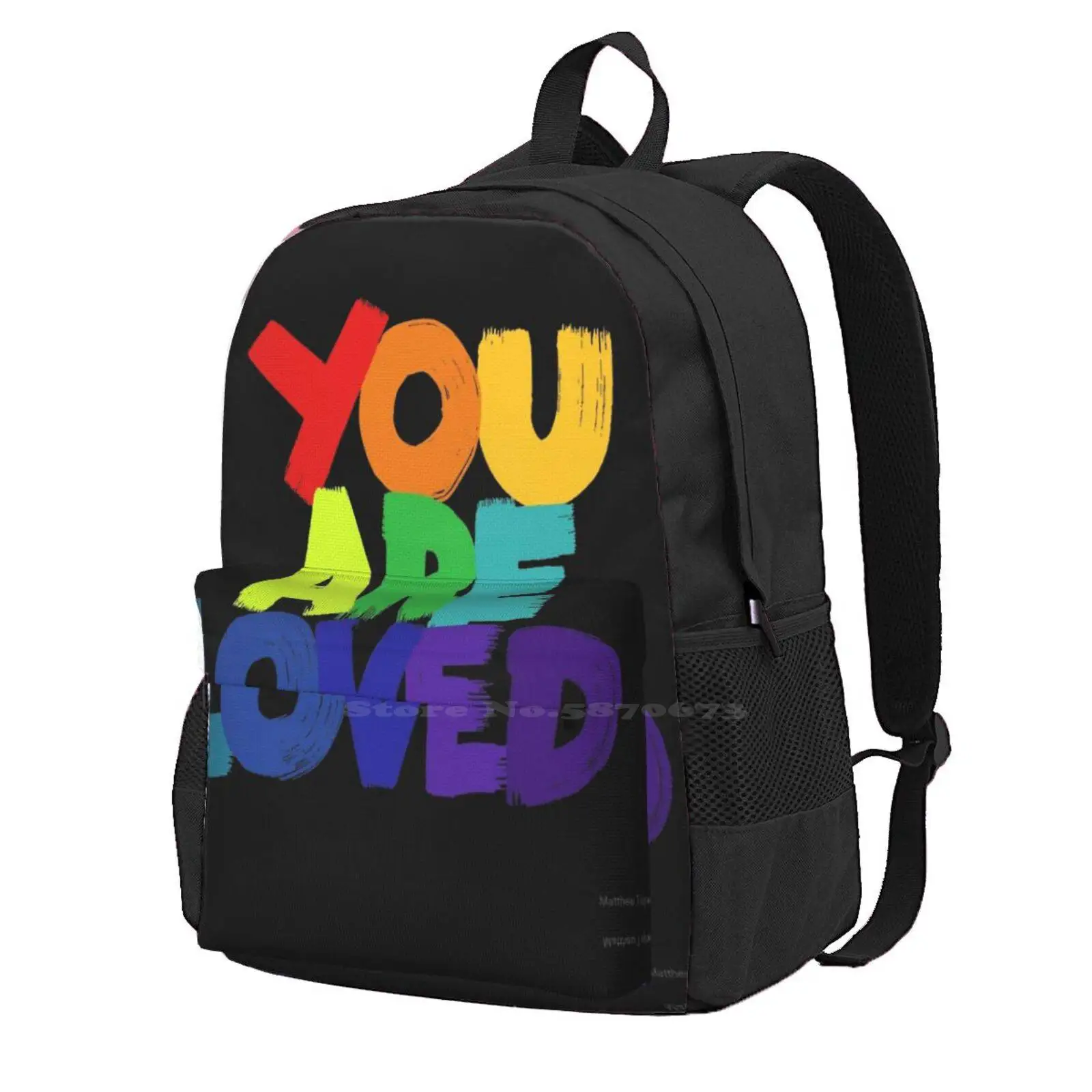 

You Are Loved School Storage Bag Student'S Backpack You Are Loved Type Font Lettering Typography Colorful Rainbow