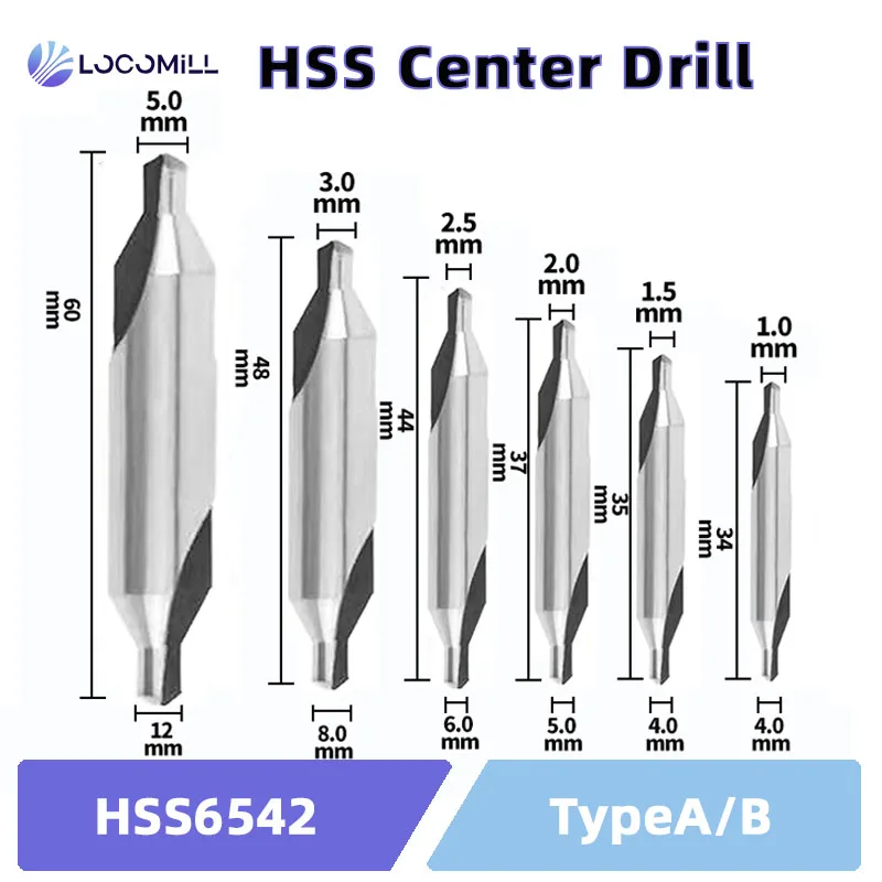 금속 용 LOCO HSS 센터 드릴 6pcs A1 A2 A2.5 A3 A4 A5드릴 홀 센터링 드릴 M35 6542 센터링 드릴 비트 금속 용 LOCO HSS 센터 드릴 6pcs A1 A2 A2.5 A3 A4 A5드릴 홀 센터링 드릴 M35 6542 센터링 드릴 비트