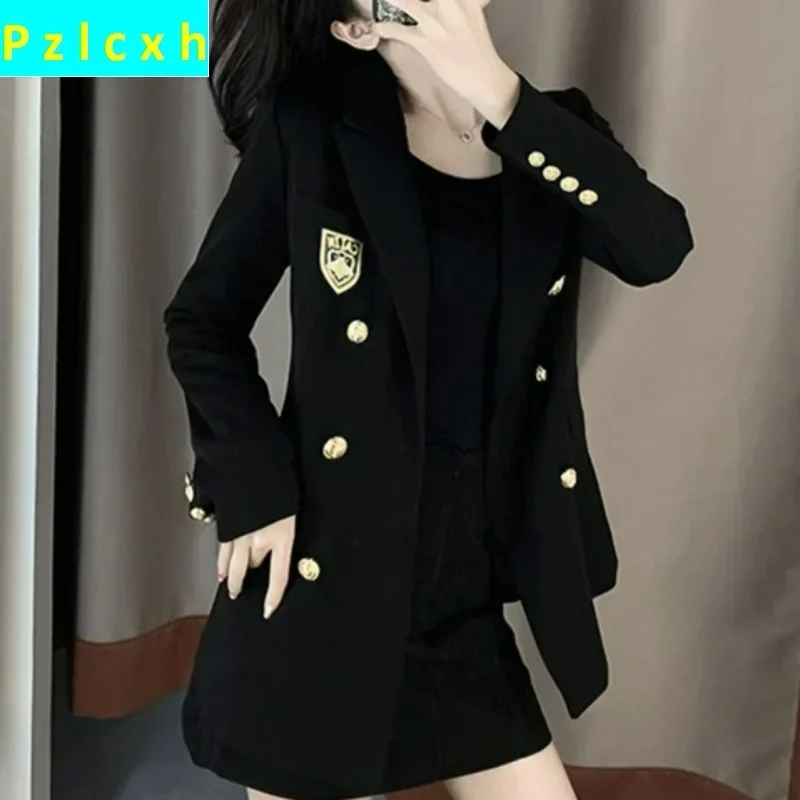 Spring Autumn New Korean Version Slim-fit British Style Design Sense of Small Suit Top Female Small Black Suit Coat Female 2023
