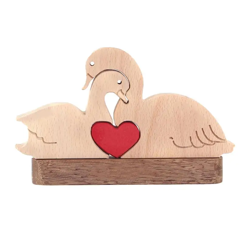 

Wooden Swans Home Decor Valentines Day Love Swans Statue Farmhouse Thick Rustic Valentine Block With Stand For Home Decoration