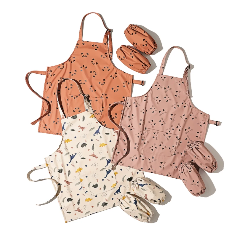 남아 여아 앞 주머니 턱받이 주방 앞치마 세트, 어린이 공예, 미술 작업실, 아기 그림, 요리 피나포프, 민소매