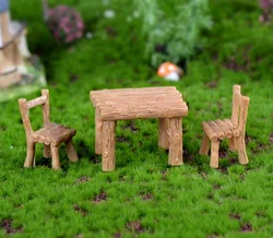 DIY Fairy Garden Miniature Ornament Set for Home and Garden Decor (3pcs Table Chair)