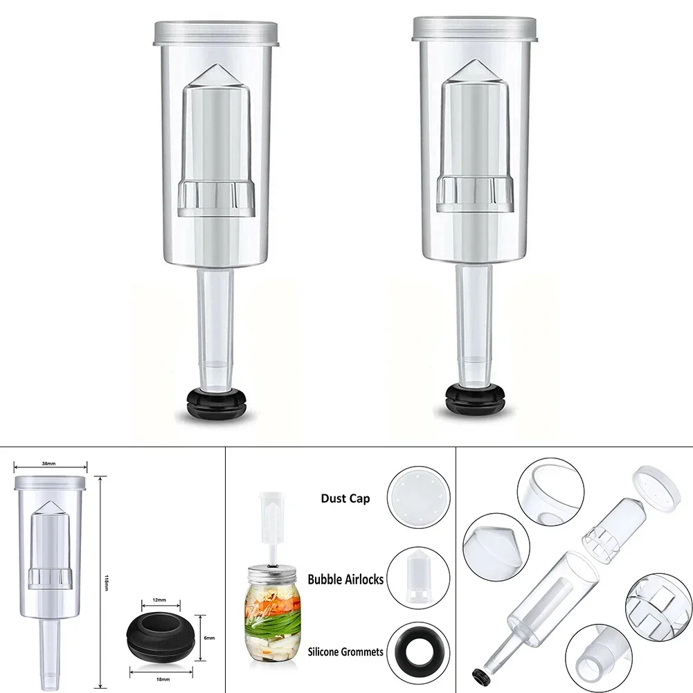 2pcs Brewing Air Lock Brewing Barrels Exhaust Valve Fermentation Wine Beer Making Water Sealed Check Valve Three-Piece Airlock
