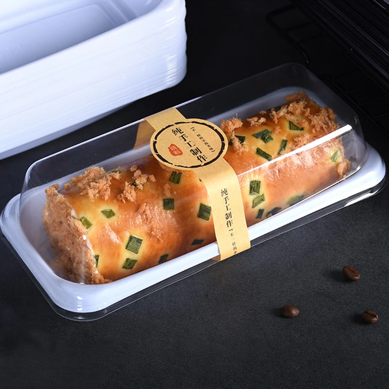 50pcs Plastic Roll Cake Boxes with Clear Lid, Disposable Dessert Containers for Hot Dog... - SKU PRCB2013 - UGI Packaging