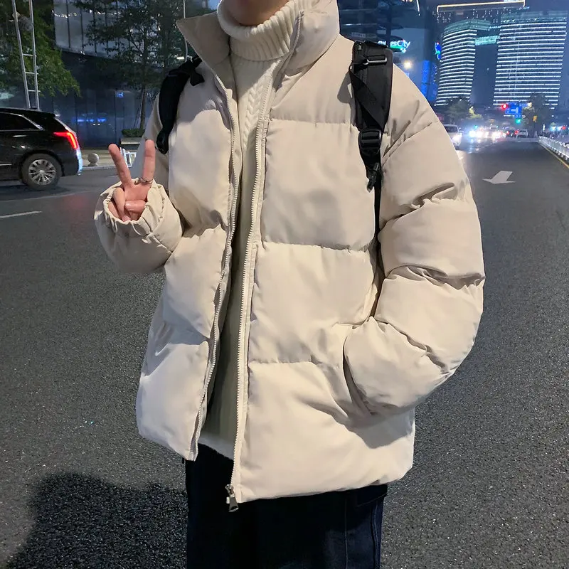 Harajuku Parka Pria Mantel Fashion Tebal Hangat Jaket Kasual Musim Dingin Ukuran Besar Pakaian Jalanan Pria Parka Winter Coat