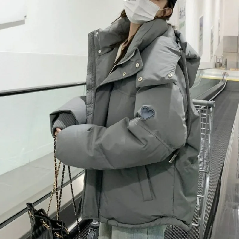 2023 New Women Down Jacket Winter Coat Female Loose Large Size Short Parkas Warm Thick Outwear Fashion Hooded Overcoat S-L