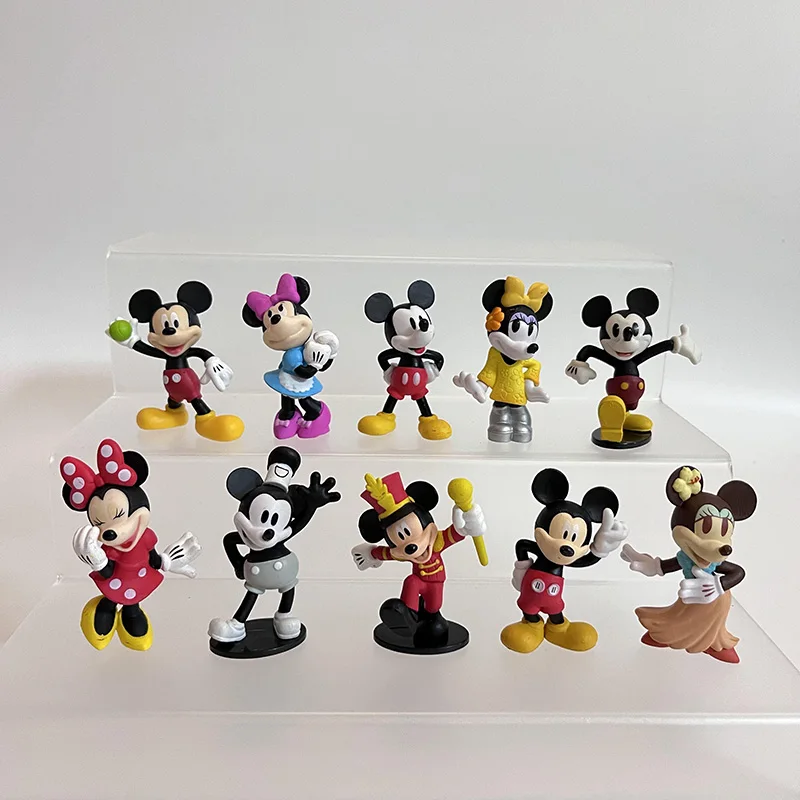 Genuine Bulk Pack Disney Mickey Mouse Minnie Mouse Kawaii Cute Doll Regali Giocattolo Modello Anime Figure Raccogliere Ornamenti