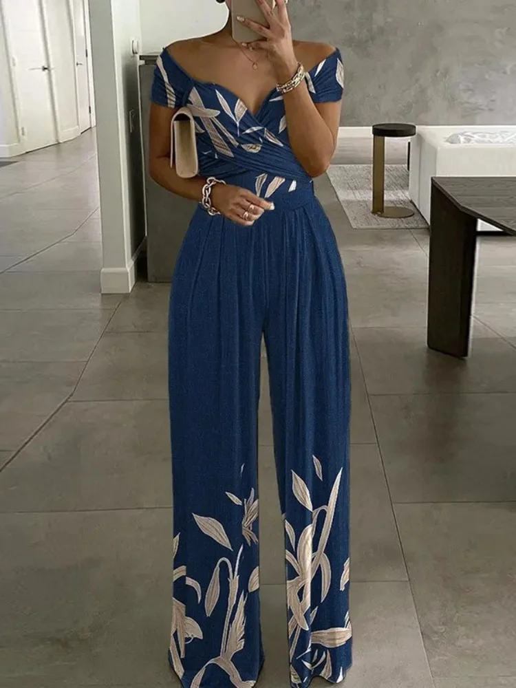 Wmstar Jumpsuits Women Wholesale Commuter Shoulder Printed Trousers Sexy High Waisted One Pieces Clearance Sales Summer  2025