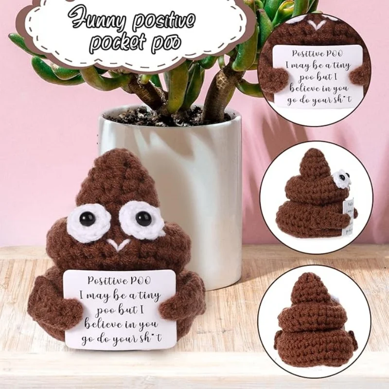 Positive Crochet Toilet Paper Roll Emotional Support Gifts Women Friend Coworker Birthday Gifts Christmas Stocking Stuffer ornament crafts,miniature figurines
