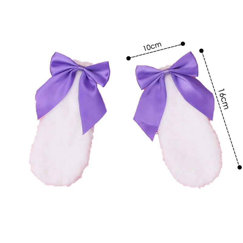 Kawaii Frauen Mädchen Haars pange niedlichen Kaninchen Hase Plüsch Lop Ohren Haarnadel Süßigkeiten Farbe Band Bowknot Lolita Cosplay Haarschmuck – Detail 2