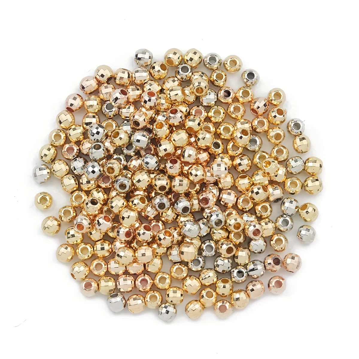 Круглые бусины с золотым/серебряным покрытием, 4 мм, 100/200/400 шт.