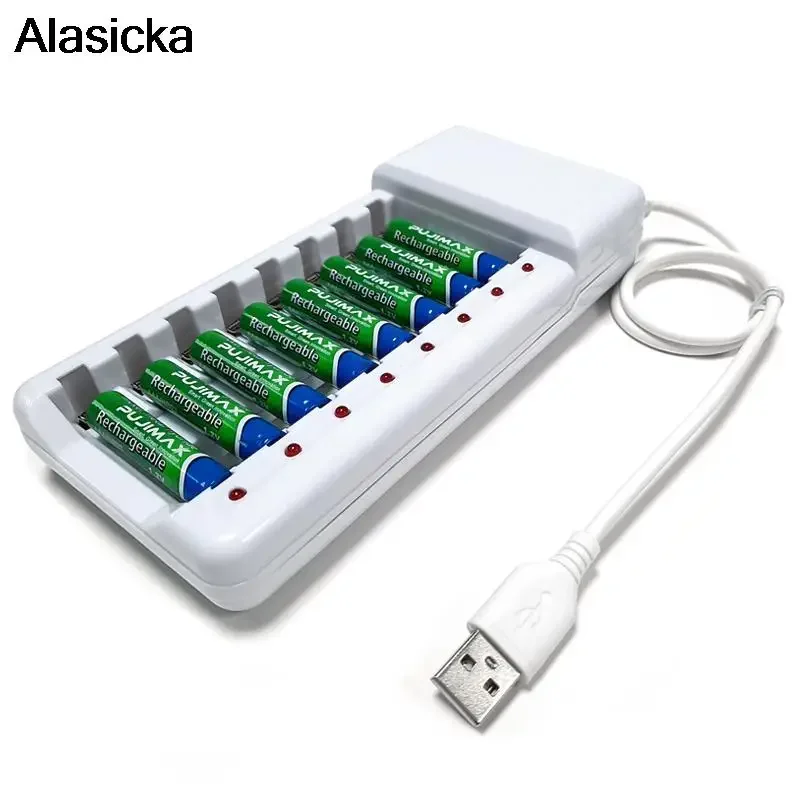 Caricabatteria intelligente 4 6 8 slot cavo ue per batterie ricaricabili AA/AAA Ni-Cd per fotocamera microfono telecomandata - immagine 4