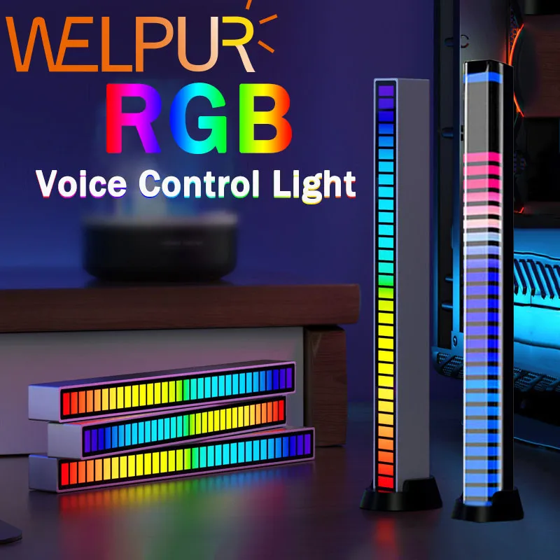 RGB Music Sound Control LED Strip Light Bluetooth App Pickup voce Activated Rhythm Ambient Bar Lamp per Night TV Computer