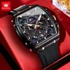 OLEVS Top Luxury Brand Hollow Out Men's Watches Quartz Watch Waterproof Luminous Watches For Men Stylish Design Silicone Strap