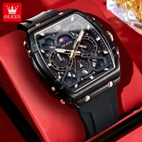 OLEVS Top Luxury Brand Hollow Out Men's Watches Quartz Watch Waterproof Luminous Watches For Men Stylish Design Silicone Strap