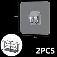 1 Pair Transparent Hanging Shelf Hooks Wall Storage Rack Fixing Patch Strong Self-Adhesive Snap For Kitchen Bathroom Gadgets 1