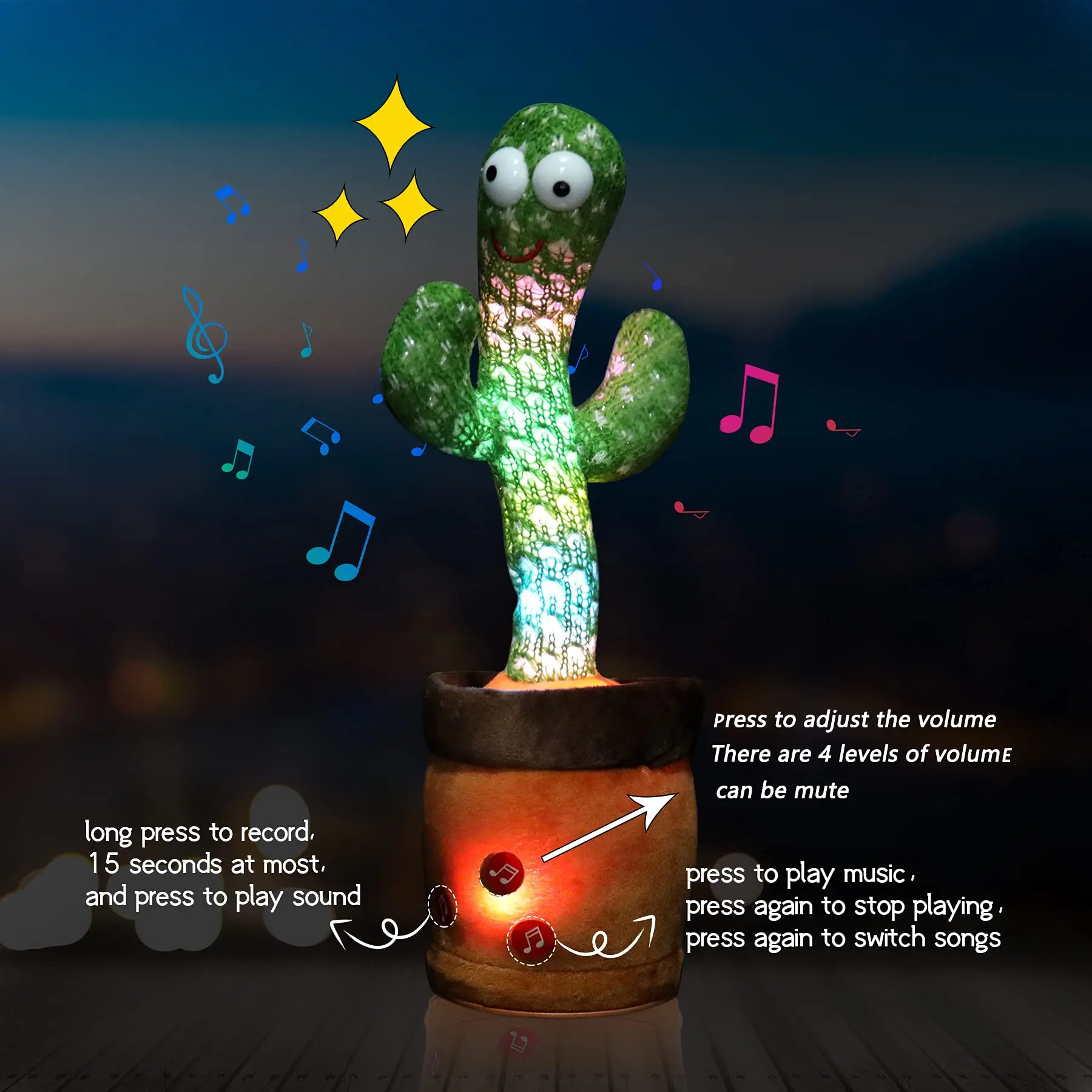 Baby Talking Dancing Cactus Plush Toys with Lights Music 120 Songs Christmas Birthday Gifts for Girls Boys