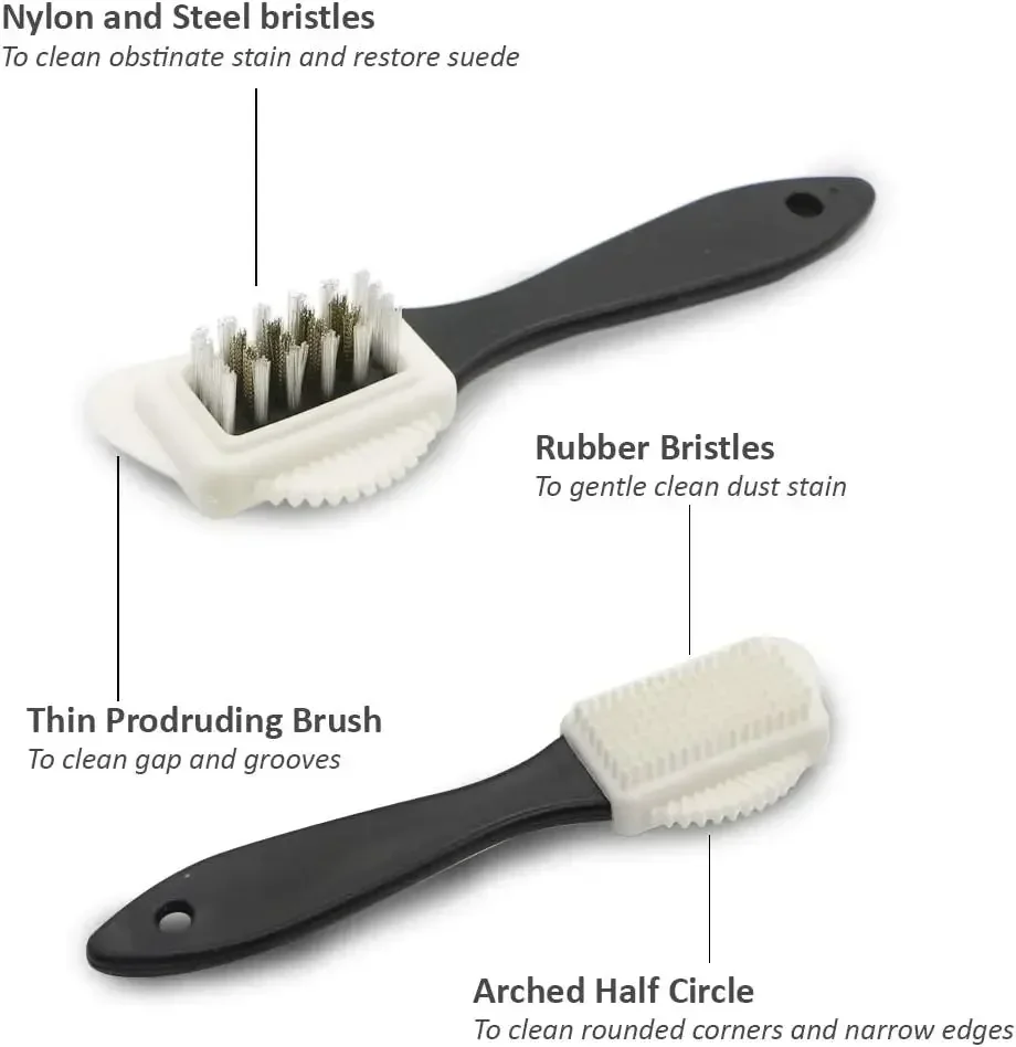 3 Side Cleaning Shoe Brush for Suede Nubuck Shoes Stain Dust Shoes Brush Steel Plastic Rubber Boot Household Cleaner Tools 4