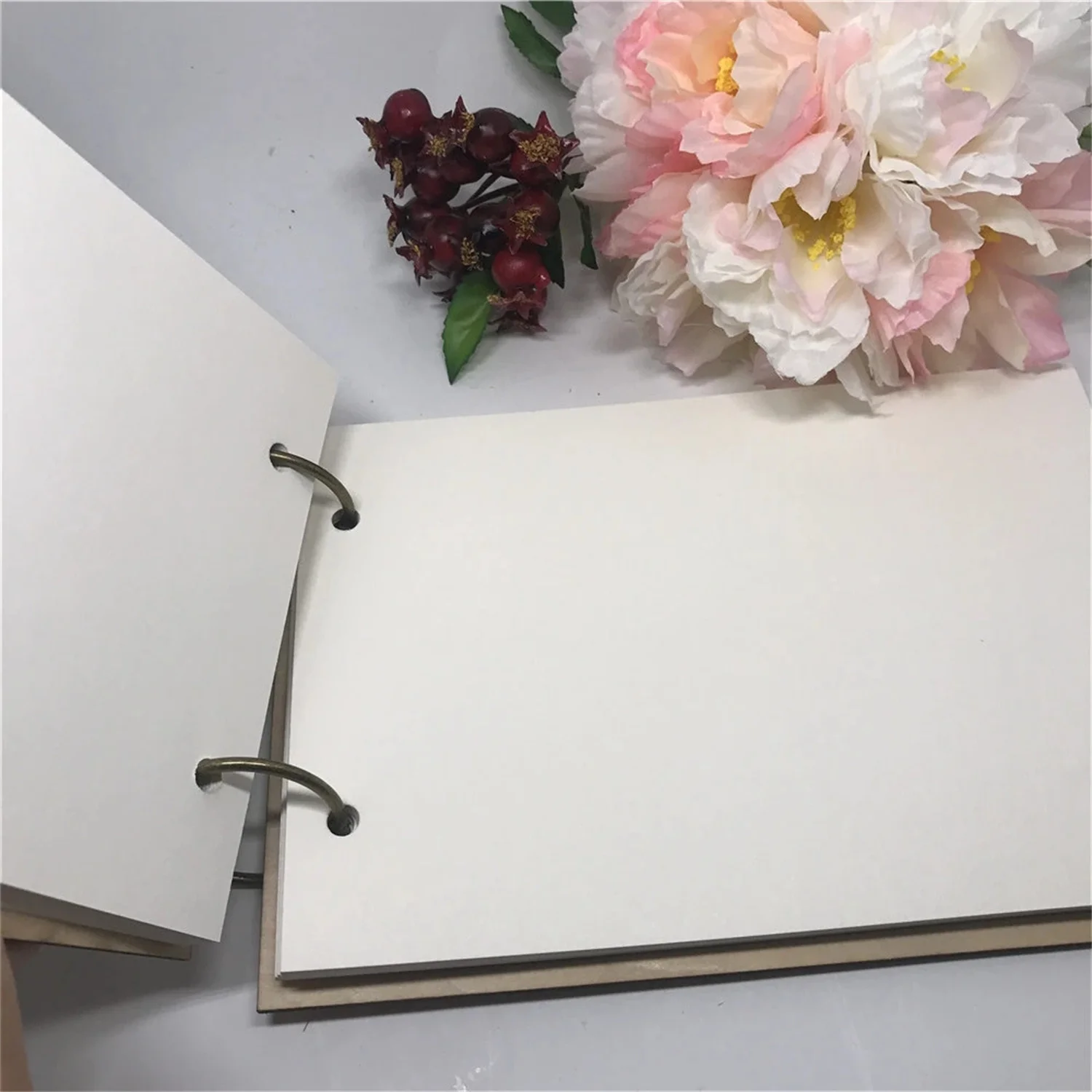 Personaliz A5 A4 Wreath Laurel Photo Album ,Wedding Guest Book, Wooden Photo Album,Rustic Alternative Diy Scrapbook,Guests