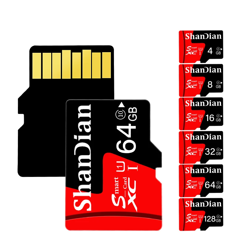 SHANDIAN-블루 메모리 카드 64GB 32GB 16GB 8GB 4GB 스마트 tf 카드, 무료 배송 고속 클래스 10 TF 카드 전화/카메라