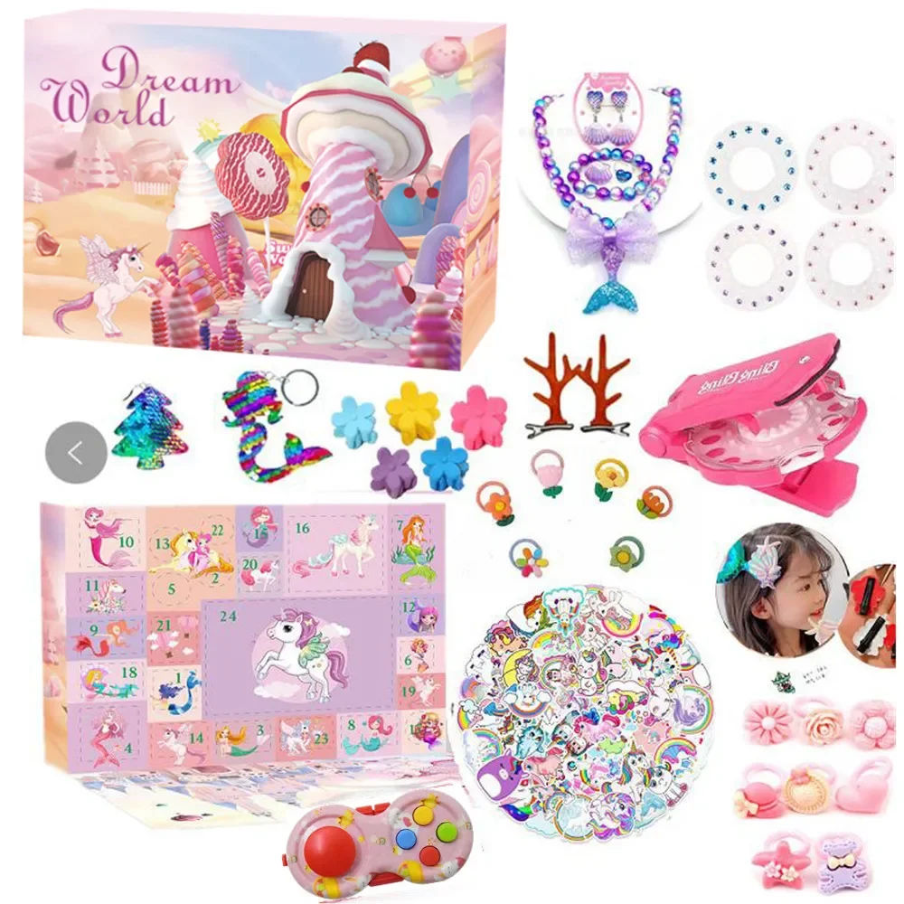 2024 Christmas Advent Calendar Gift Box for Girl DIY Jewelry Hairpin kawaii  Toy 24Days Countdown Calendar New Year Xmas Gifts