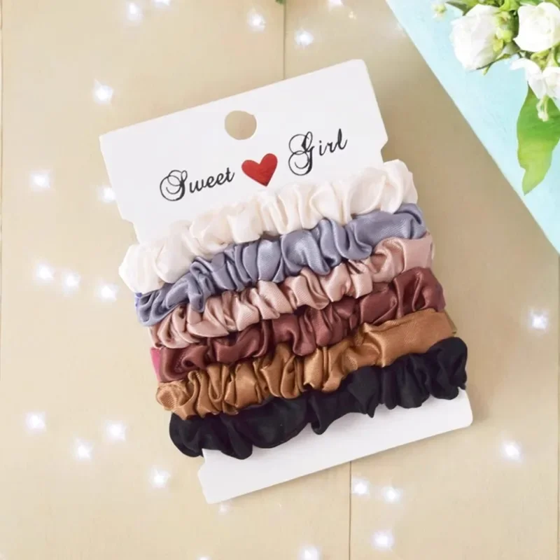 6Pcs/Set Satin Silk Hair Scrunchies for Women Girls Trendy Elastic Silk ...