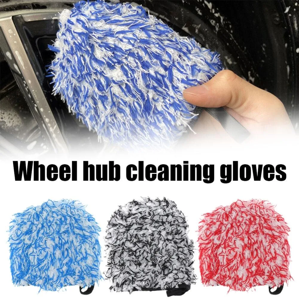 

Double-Side Wheel Detailer Wash Glove Car Cleaning Finger Pocket Car Wheel Wash Mitt Auto Detailing Microfiber