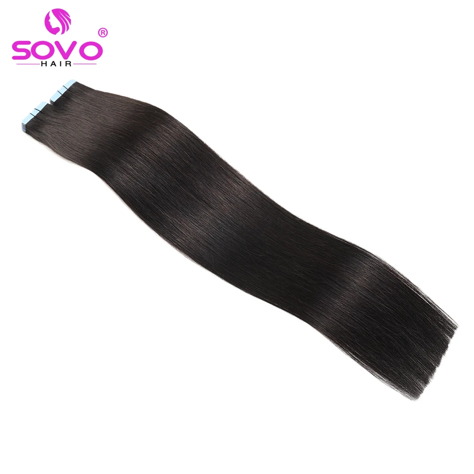 SOVO Highlight Tape In Extensions Human Hair 12-26 Inch Seamless Skin Weft Natural Blonde European Hair Tape On 20/40Pcs Pack human hair extensions human hair wigs hair extensions