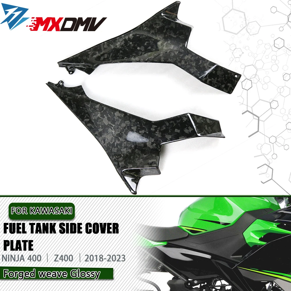 

3K Carbon Fiber Motorcycle Accessories Fuel tank side cover plate Side Panels fairing For Kawasaki Ninja 400 2018-2023