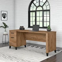Bush Furniture Somerset 72W Office Desk with Drawers and Storage in Fresh Walnut | Large Wooden Computer Table for Home Office W 2